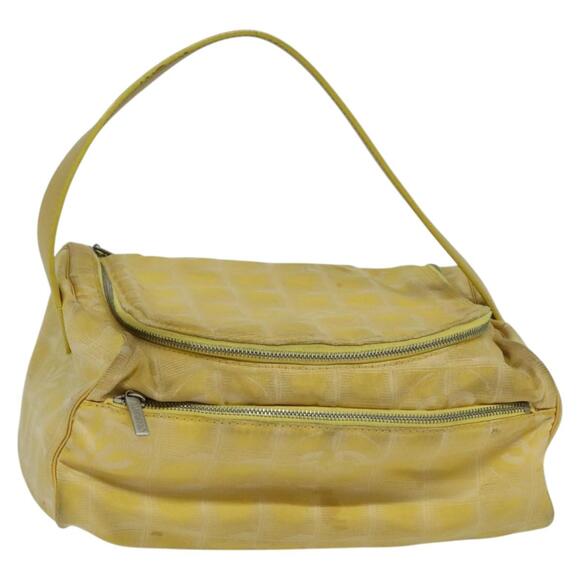 CHANEL New Travel Line Hand Bag Nylon Yellow CC - Picture 1 of 16